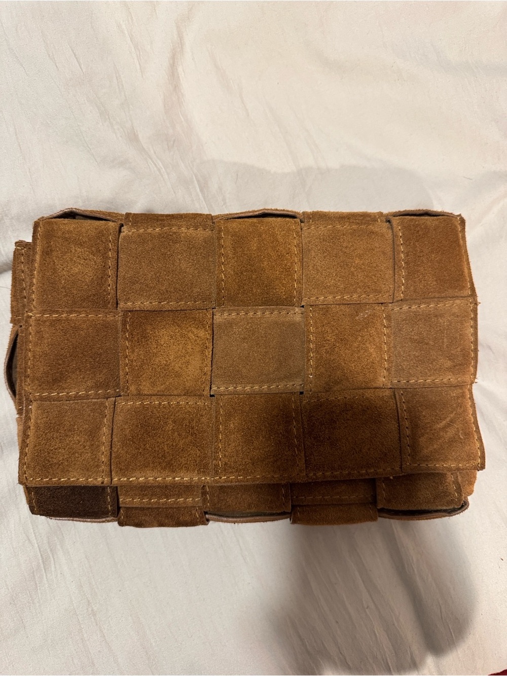 Brown Suede Woven clutch Bag - Unbranded